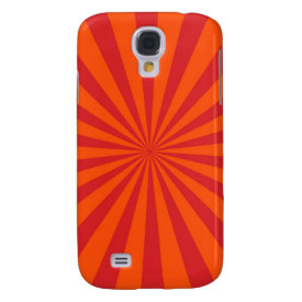 Orange Sun Burst Sun Rays Pattern Galaxy S4 Covers