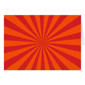 Orange Sun Burst Sun Rays Pattern Greeting Cards