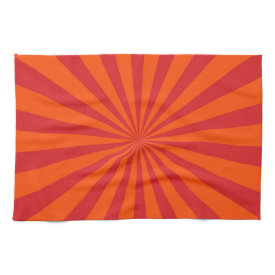 Orange Sun Burst Sun Rays Pattern Kitchen Towels