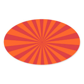 Orange Sun Burst Sun Rays Pattern Oval Stickers