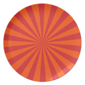 Orange Sun Burst Sun Rays Pattern Party Plates