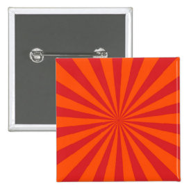 Orange Sun Burst Sun Rays Pattern Pinback Button