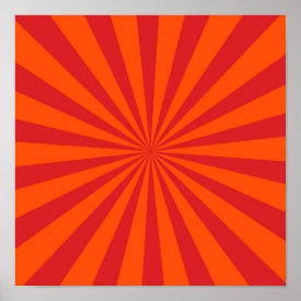 Orange Sun Burst Sun Rays Pattern Posters