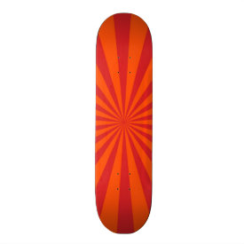 Orange Sun Burst Sun Rays Pattern Skate Deck