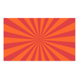 Orange Sun Burst Sun Rays Pattern Rectangular Sticker