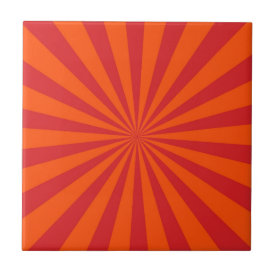 Orange Sun Burst Sun Rays Pattern Tile