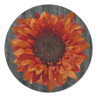 Orange Sunflower & Barnwood Sticker sticker