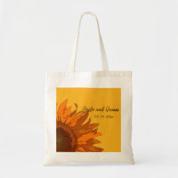 Orange Sunflower on Yellow Wedding Tote Bag