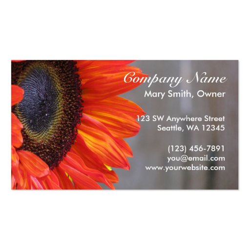 Orange Sunflower Photograph Custom Business Card