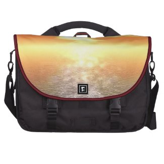 Orange Sunset Haze Sparkle Over Sea and Horizon Laptop Bag