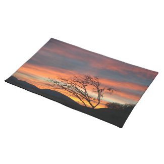 Orange Sunset Sky placemats Tree Colorful Sunsets