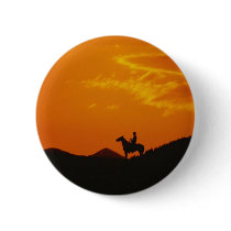 Orange Sunset with Cowboy Silhouette Pins