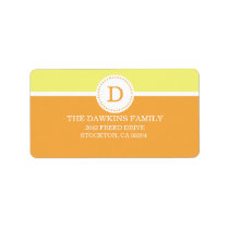Orange Sweet Monogram Custom Monogrammed Family Custom Address Label