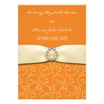 Orange Swirl and Ivory Ribbon Wedding Invitations