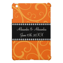 Orange swirls wedding favors case for the iPad mini