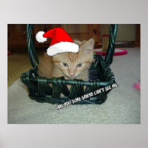 Orange Tabby Cat Santa Posters