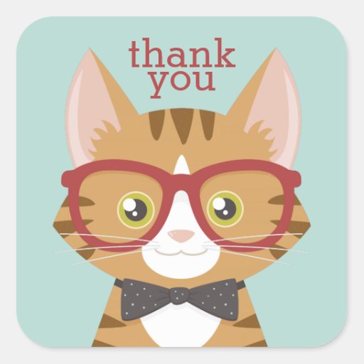 900+ Cat Thank You Stickers and Cat Thank You Sticker Designs | Zazzle