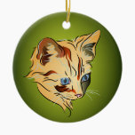 Orange Tabby Kitten with Blue Eyes Christmas ornaments