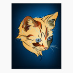 Orange Tabby Kitten with Blue Eyes on Blue postcards