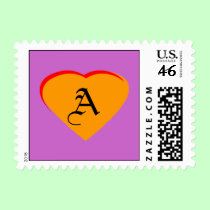 Orange Tan - Red Heart Letter A The MUSEUM postage