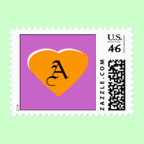 Orange Tan - White Heart Letter A The MUSEUM postage