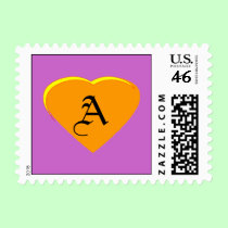 Orange Tan - Yellow Heart Letter A The MUSEUM stamps