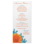 Orange & Teal Summer Flower Wedding Reception Menu Rack Cards