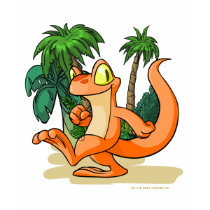 Orange Techo on a Mystery Island quest t-shirts
