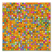 Orange 'Terracotta' Multicolored Tiles Pattern Photo Print