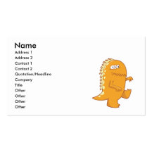 orange three eyed dino monster business card