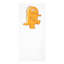 orange three eyed dino monster rack card design