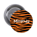 Orange Tiger / Zebra Stripes Button