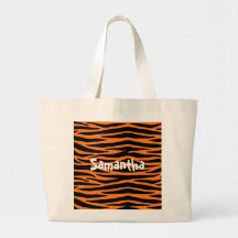 Orange Tiger / Zebra Stripes Tote Bag