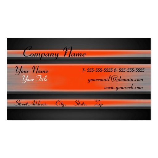 Orange Tinted Metal Business Card Template (back side)
