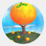 Orange Tree Round Stickers