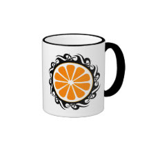 orange. tribal. coffee mug