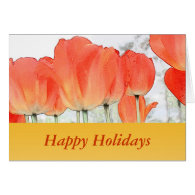 orange tulip flowers happy holiday greeting card