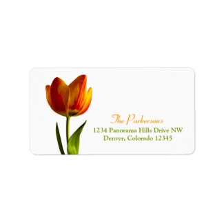 Orange Tulip Wedding Address Labels label