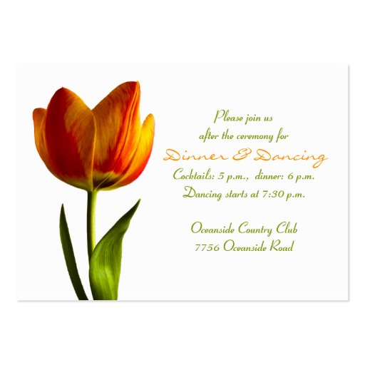 Orange Tulip Wedding Reception Card Business Card Templates