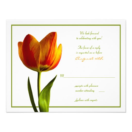 Orange Tulip Wedding Reply Card Invitations