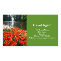 Orange tulips and fountain business cards