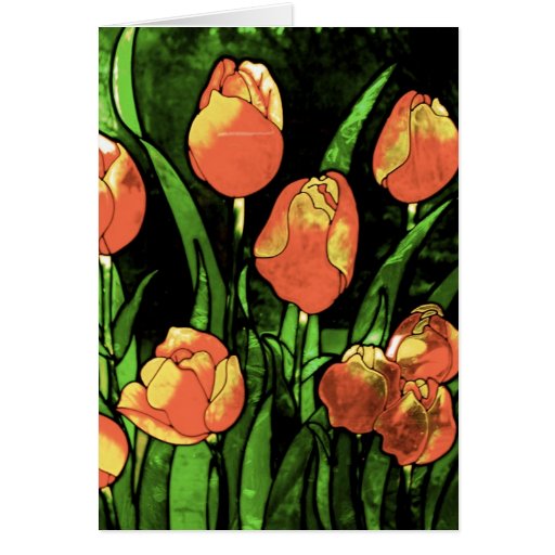 Orange tulips greeting card