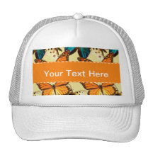 Orange & Turquoise Butterflies; Butterfly Pattern Hats