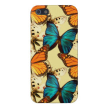 Orange & Turquoise Butterflies; Butterfly Pattern iPhone 5 Cases