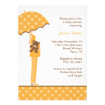 Orange Umbrella Mom Baby Shower Invitations