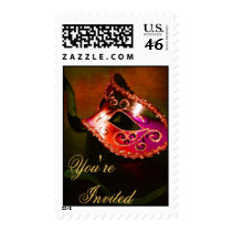 Orange Venetian Masquerade Halloween Postage