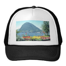 Orange Views of public gardens, Lugano, Switzerlan Mesh Hat