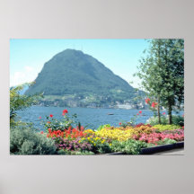 Orange Views of public gardens, Lugano, Switzerlan Print