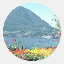 Orange Views of public gardens, Lugano, Switzerlan Stickers