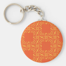 Orange Vintage Retro Pattern Key Chain